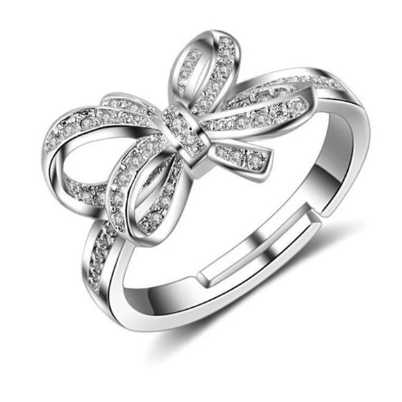 NEW 💎 925 Silver Adjustable big bow CZ Ring - Picture 6 of 6